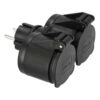 Black dual electrical adapter with two plugs
