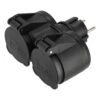 Black two-way electrical adapter, angled view