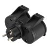 Black dual power adapter with European plug