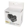 White packaging box with black adapter