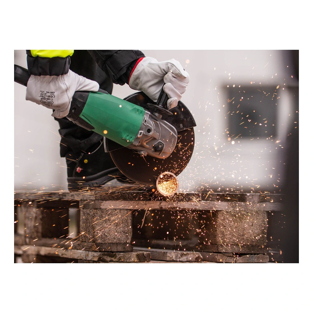 Angle grinder cutting metal, sparks flying