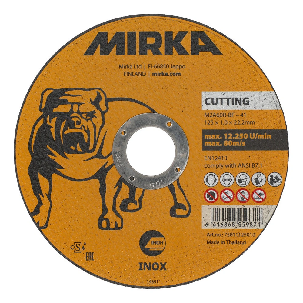 Yellow-black cutting disc, front view