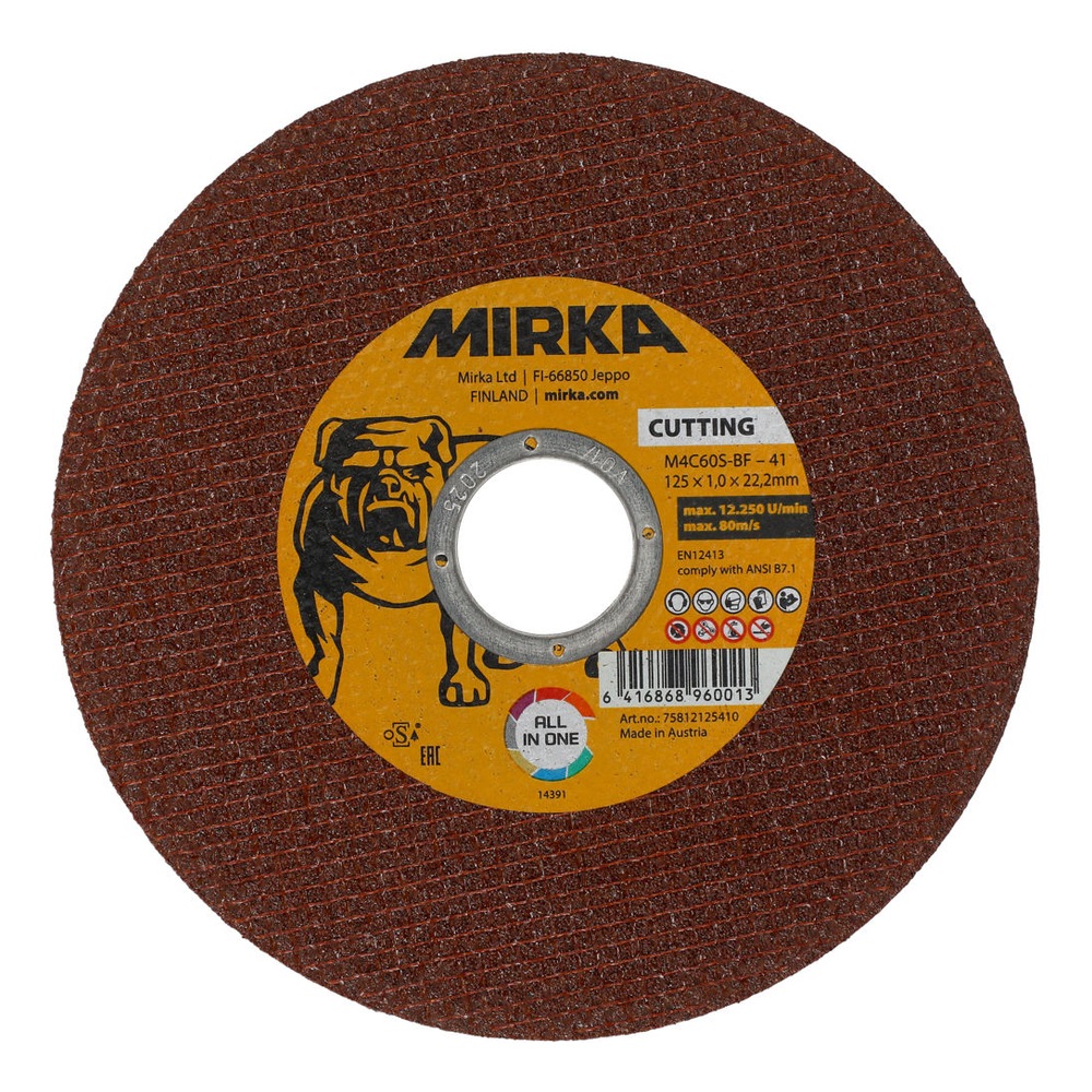 Brown cutting disc with MIRKA label
