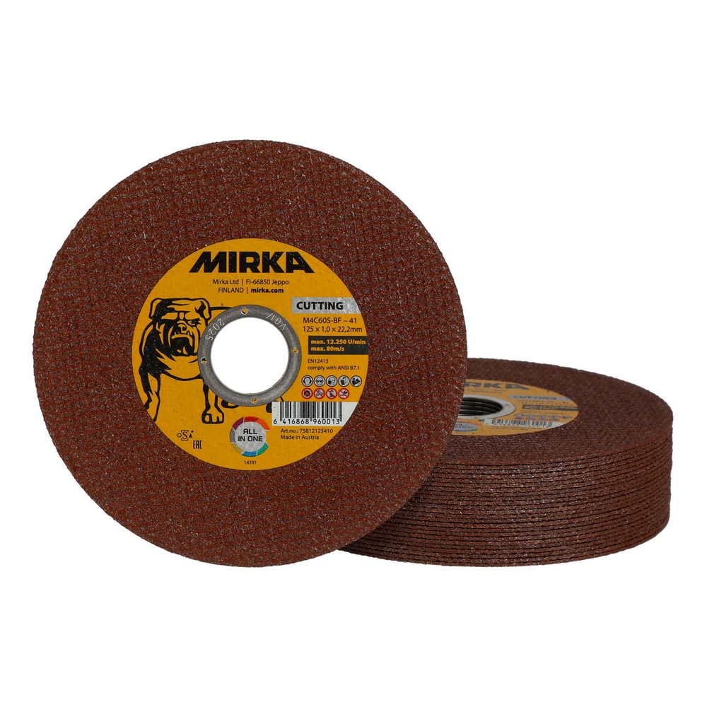 Two brown cutting wheels stacked on white background
