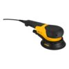 Yellow-black rotary sander, angled top view