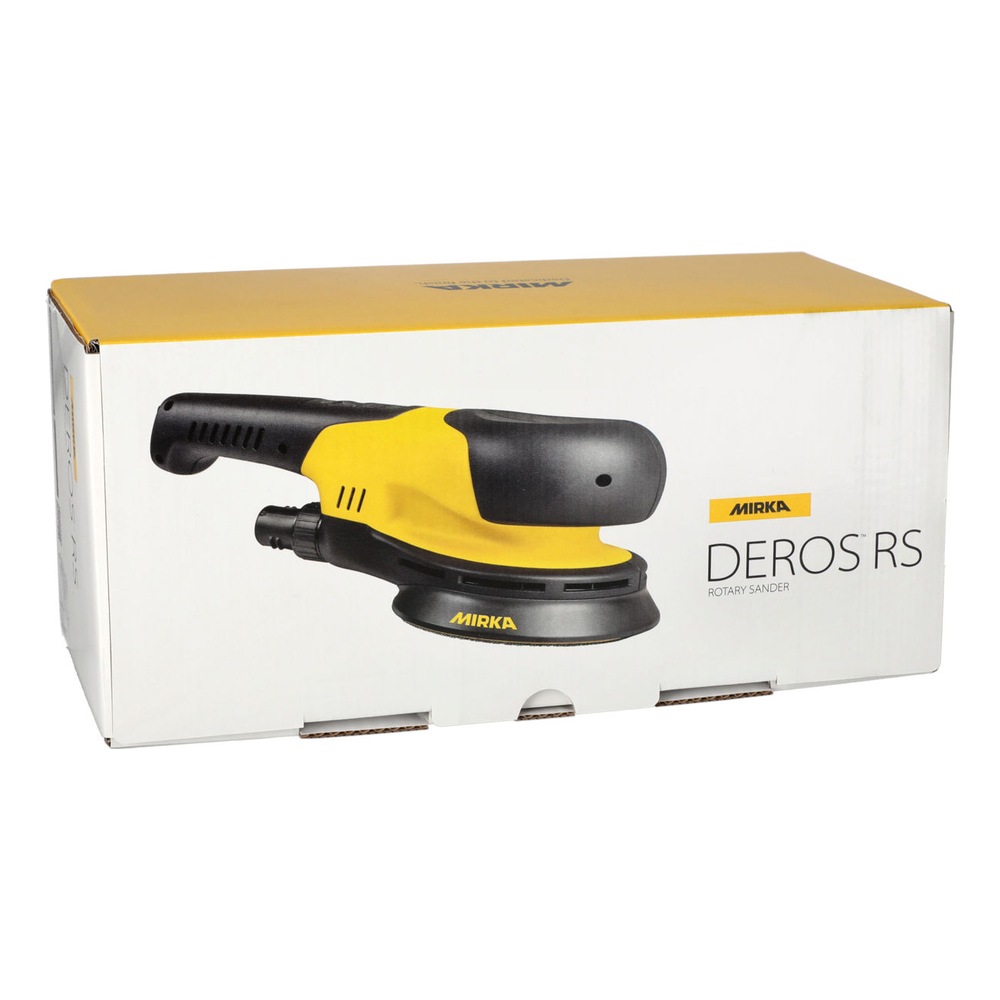 White-yellow packaging box with printed sander