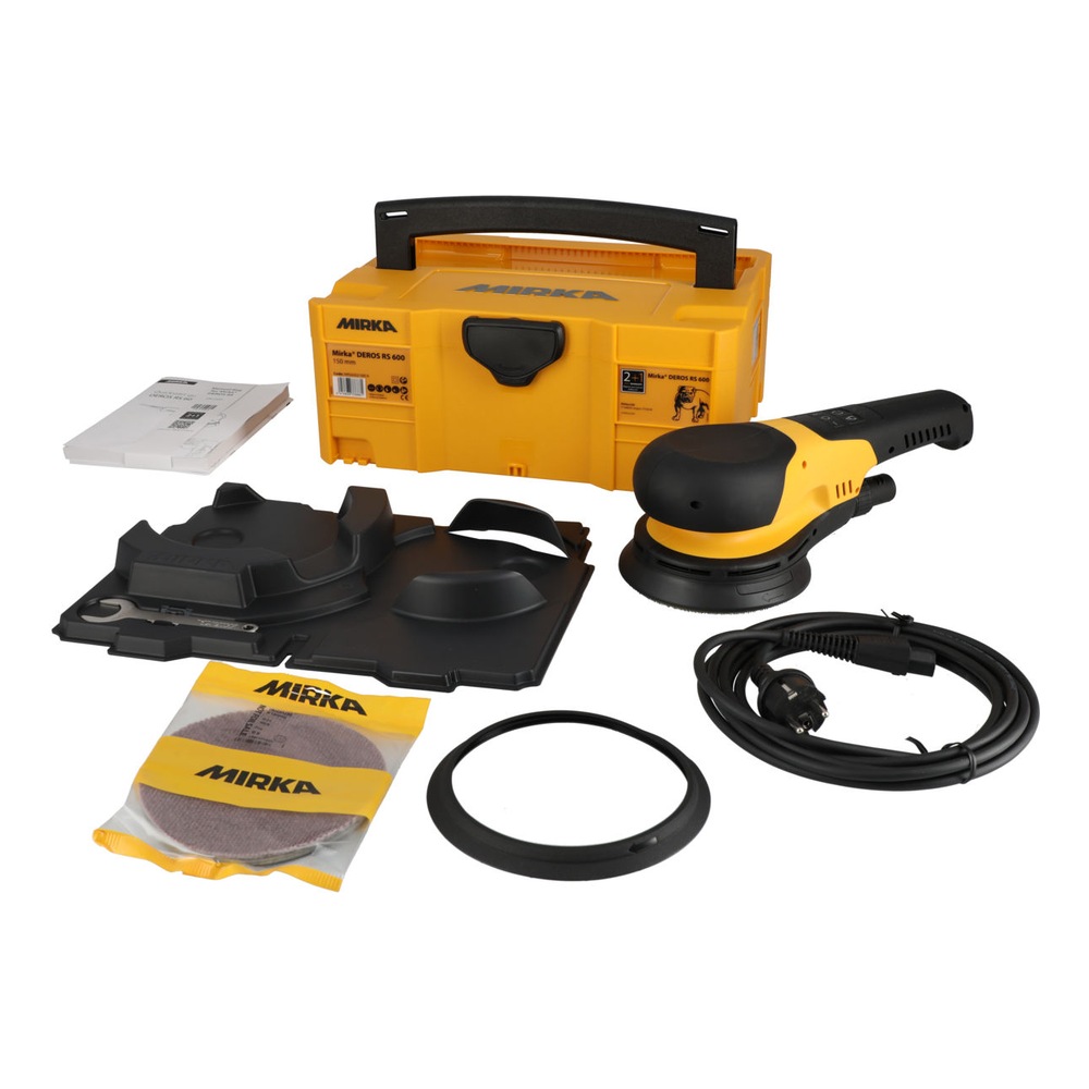 Electric rotary sander with cord on white background
