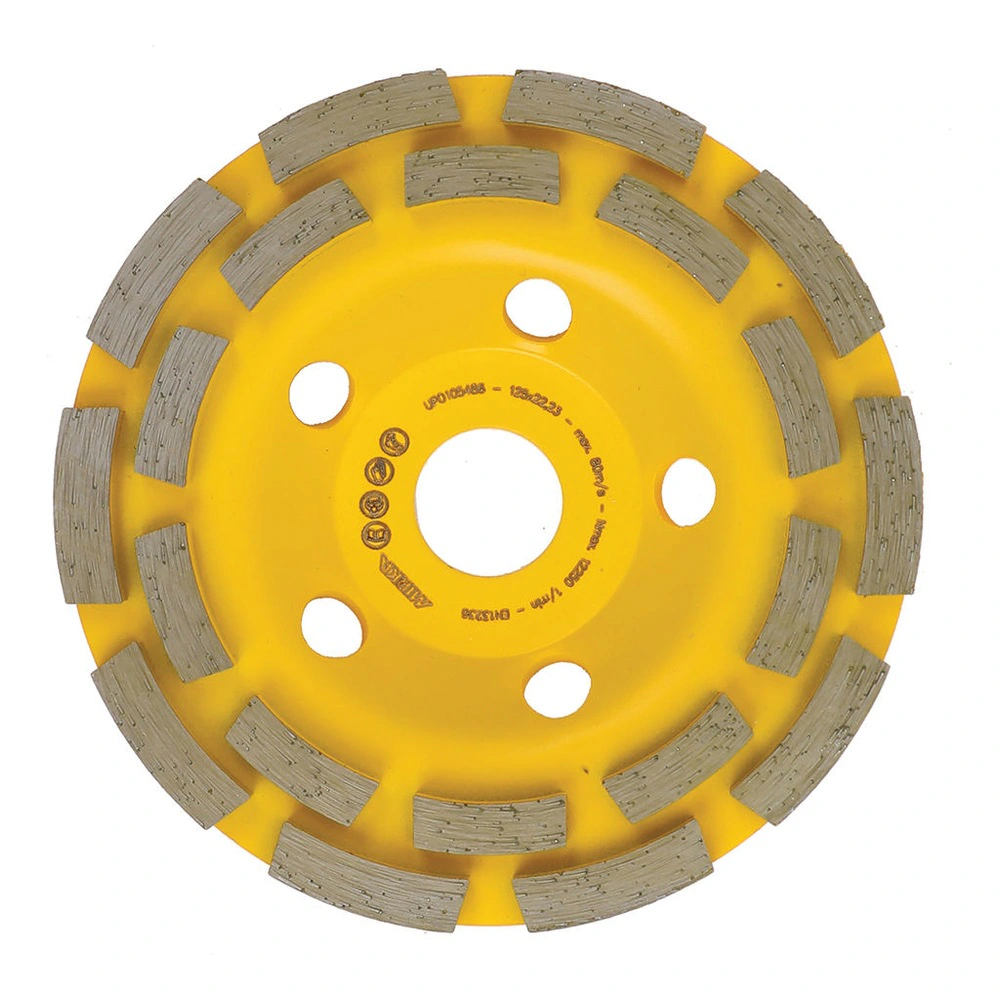 Round yellow grinding wheel with diamond segments