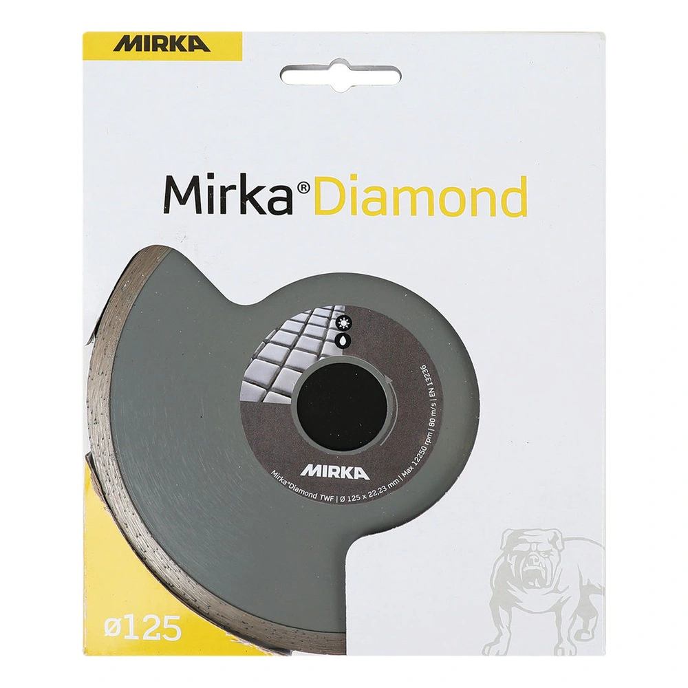Partial front view of packaged diamond wheel