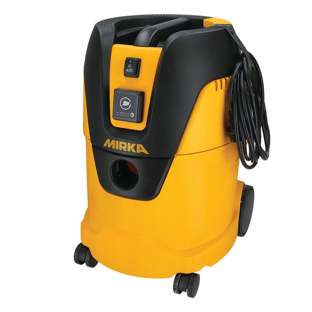 Yellow-black dust extractor, front view with cord