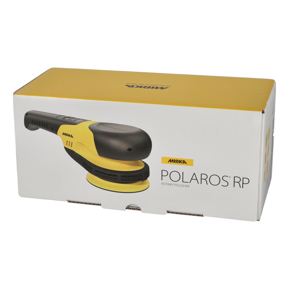 White-yellow cardboard box with polisher image