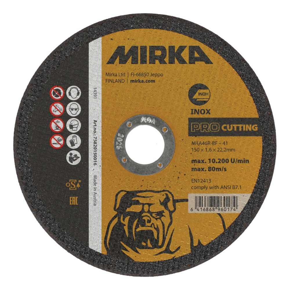 Black-yellow cutting wheel with Mirka logo