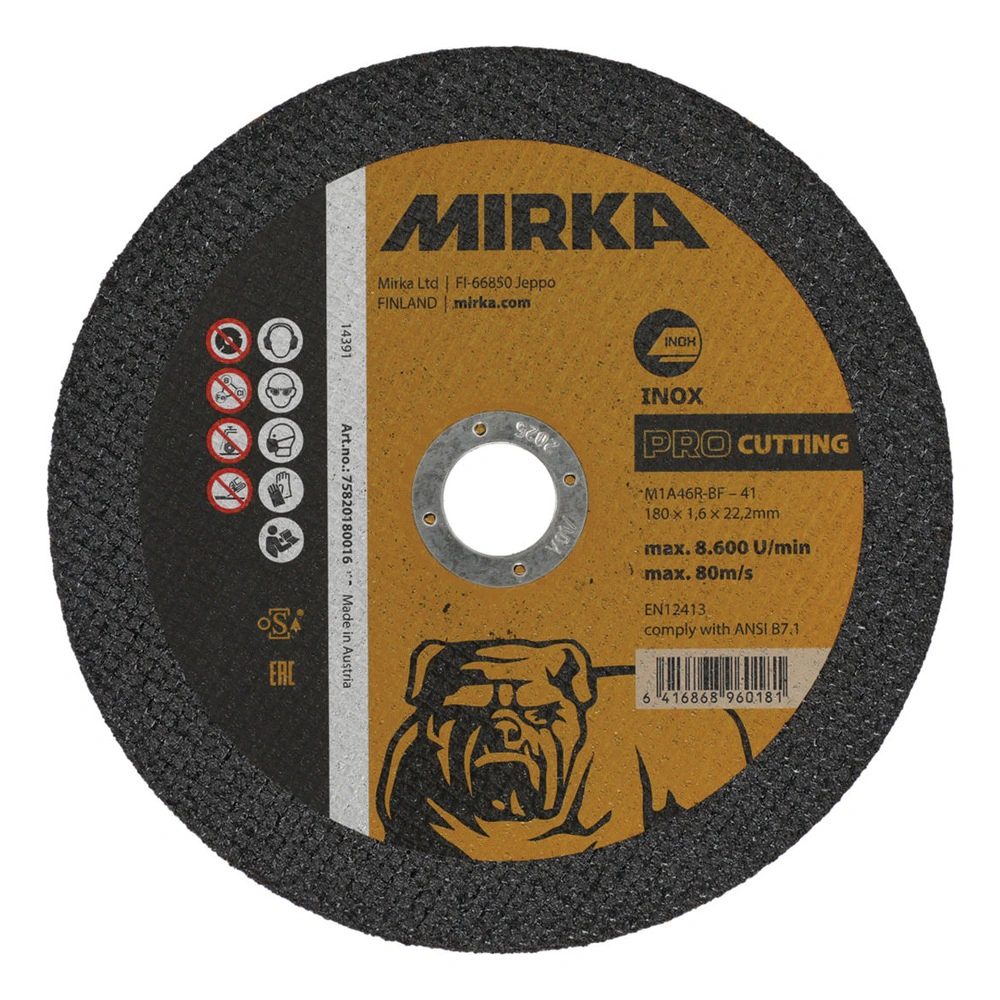 Round black-yellow cutting disc with center hole