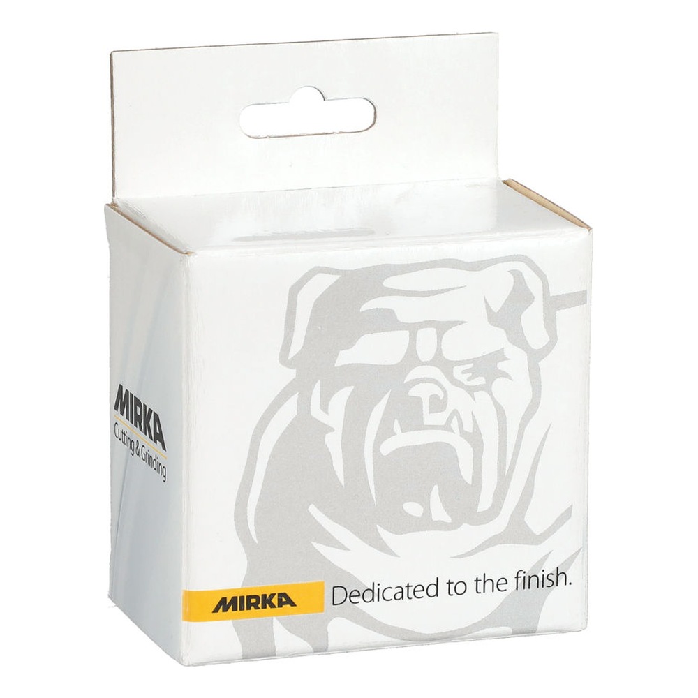 Open white Mirka box with hanging tab