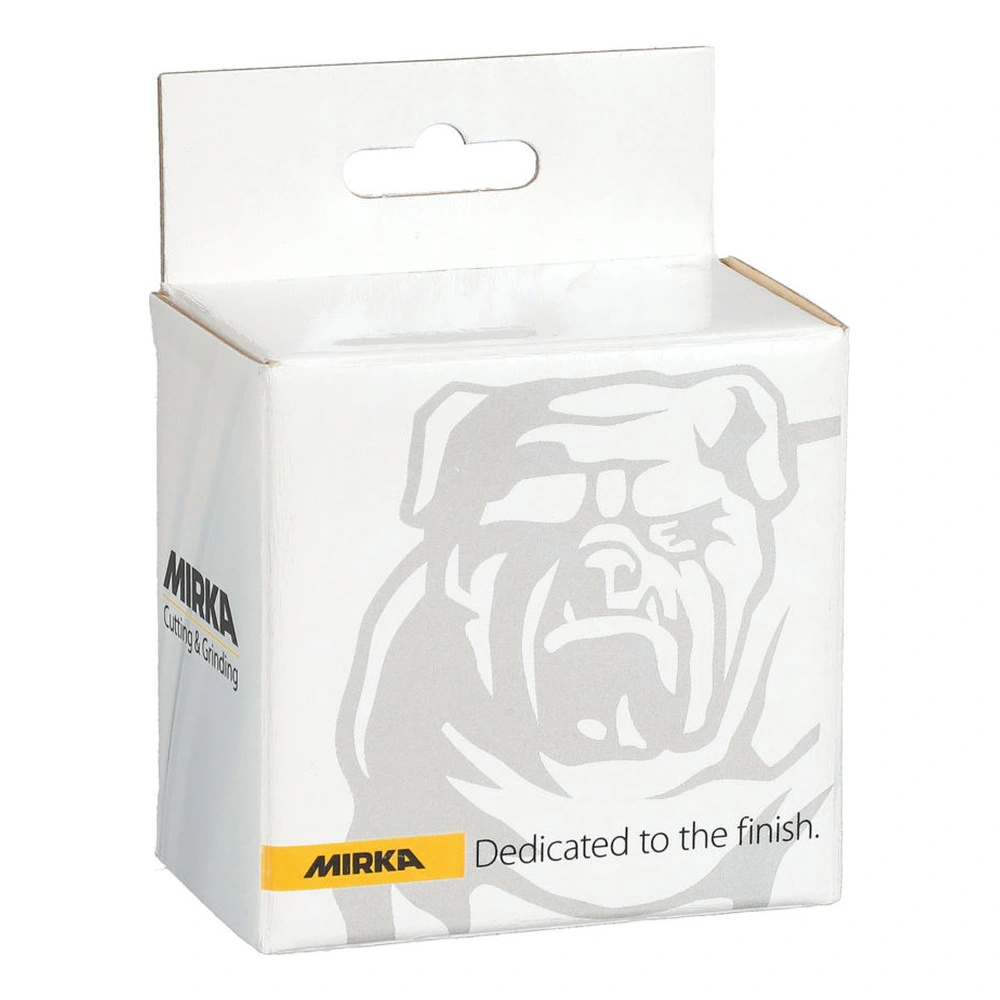 Open white Mirka box with hanging tab