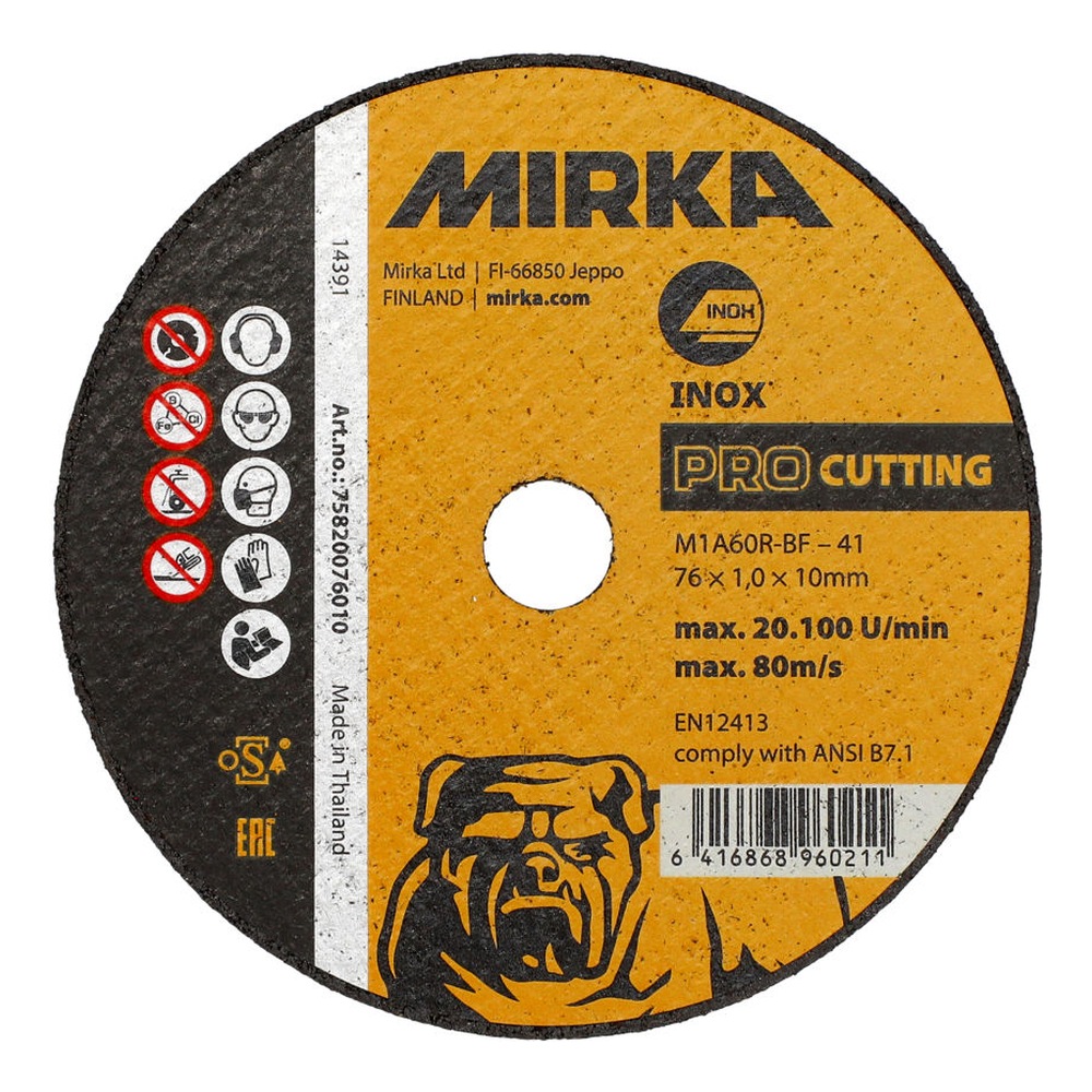 Yellow-black cutting disc with center hole