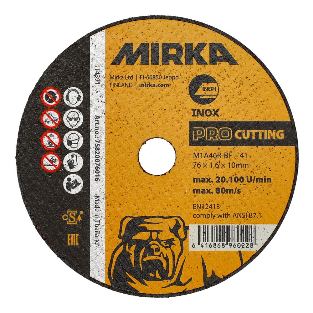 Black-yellow cutting wheel with Mirka logo