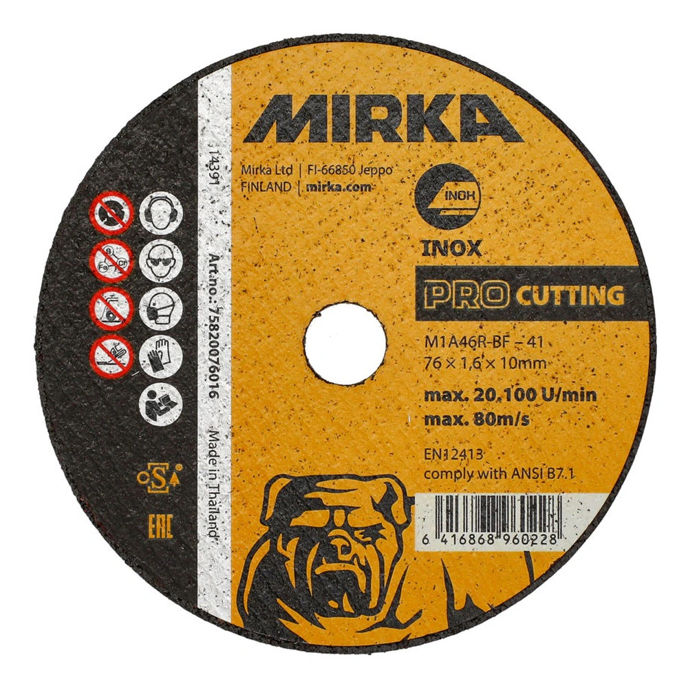 Black-yellow cutting wheel with Mirka logo