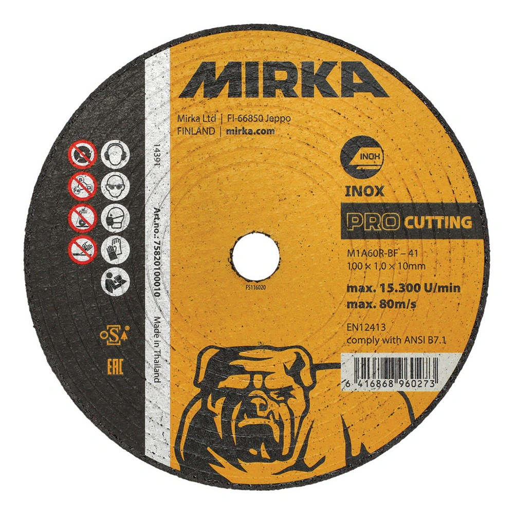 Yellow-black cutting disc, front view