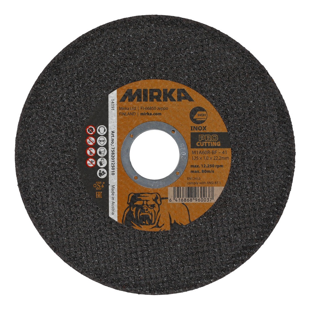 Black cutting disc with central label