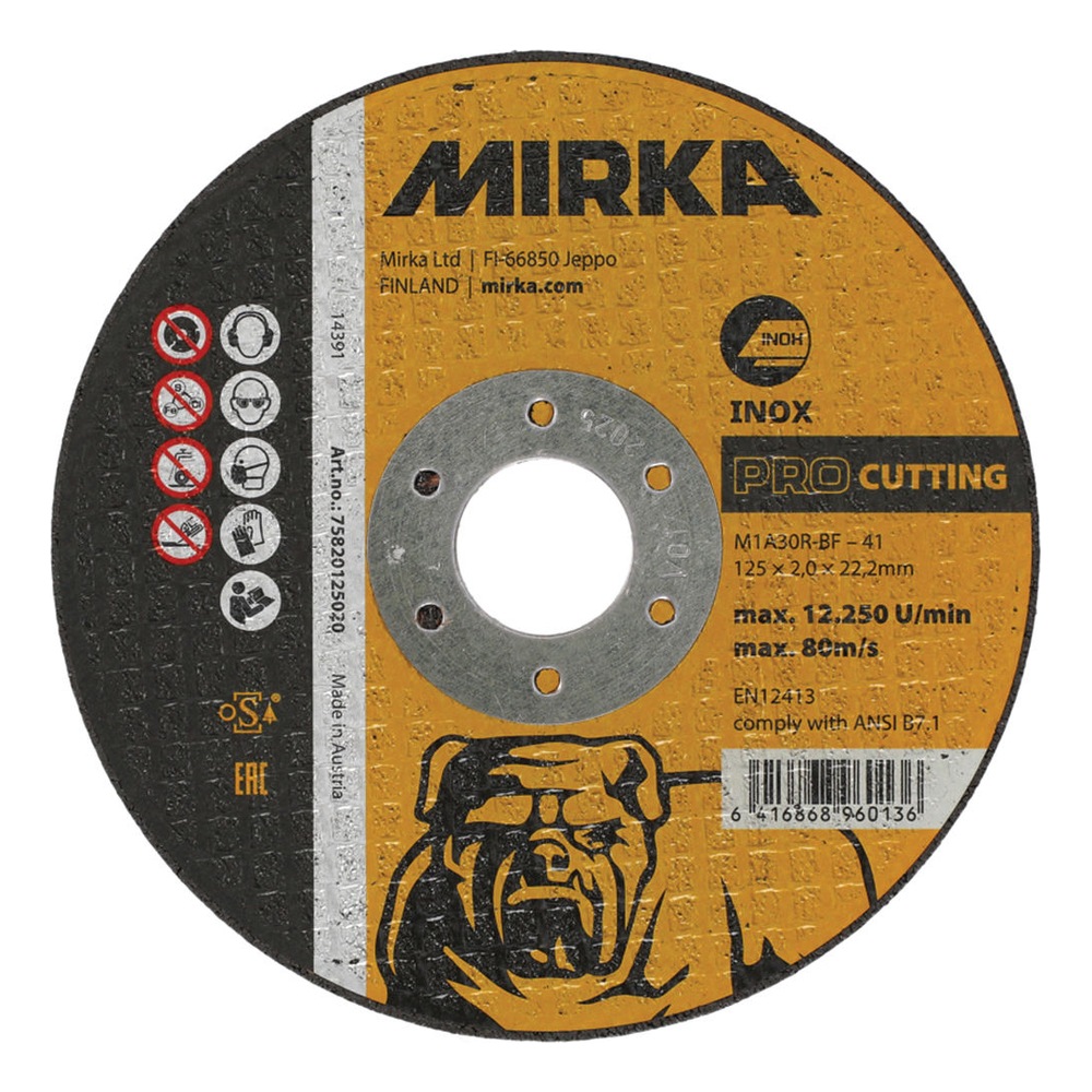 Yellow-black cutting disc with metal ring