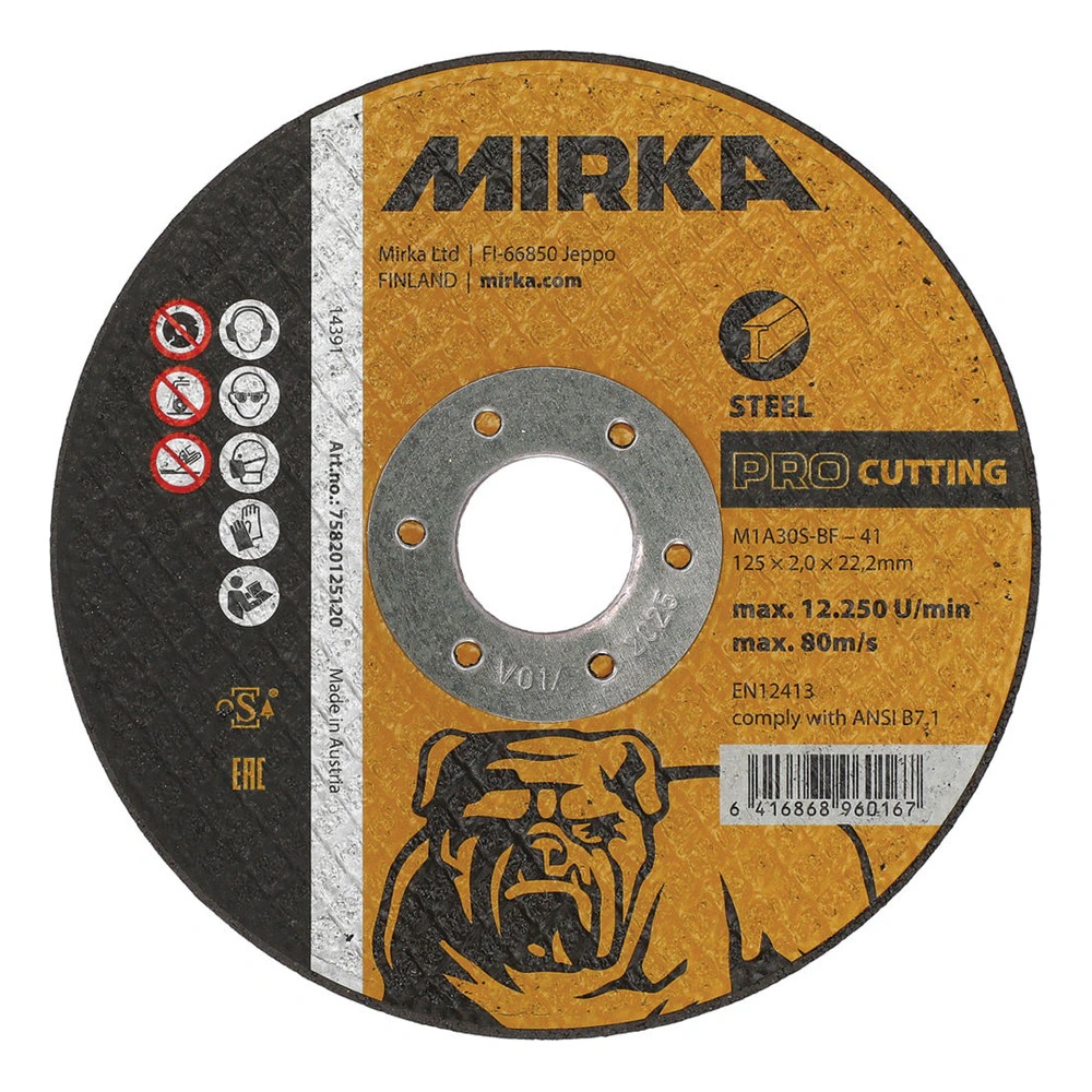 Black-yellow cutting wheel with Steel marking