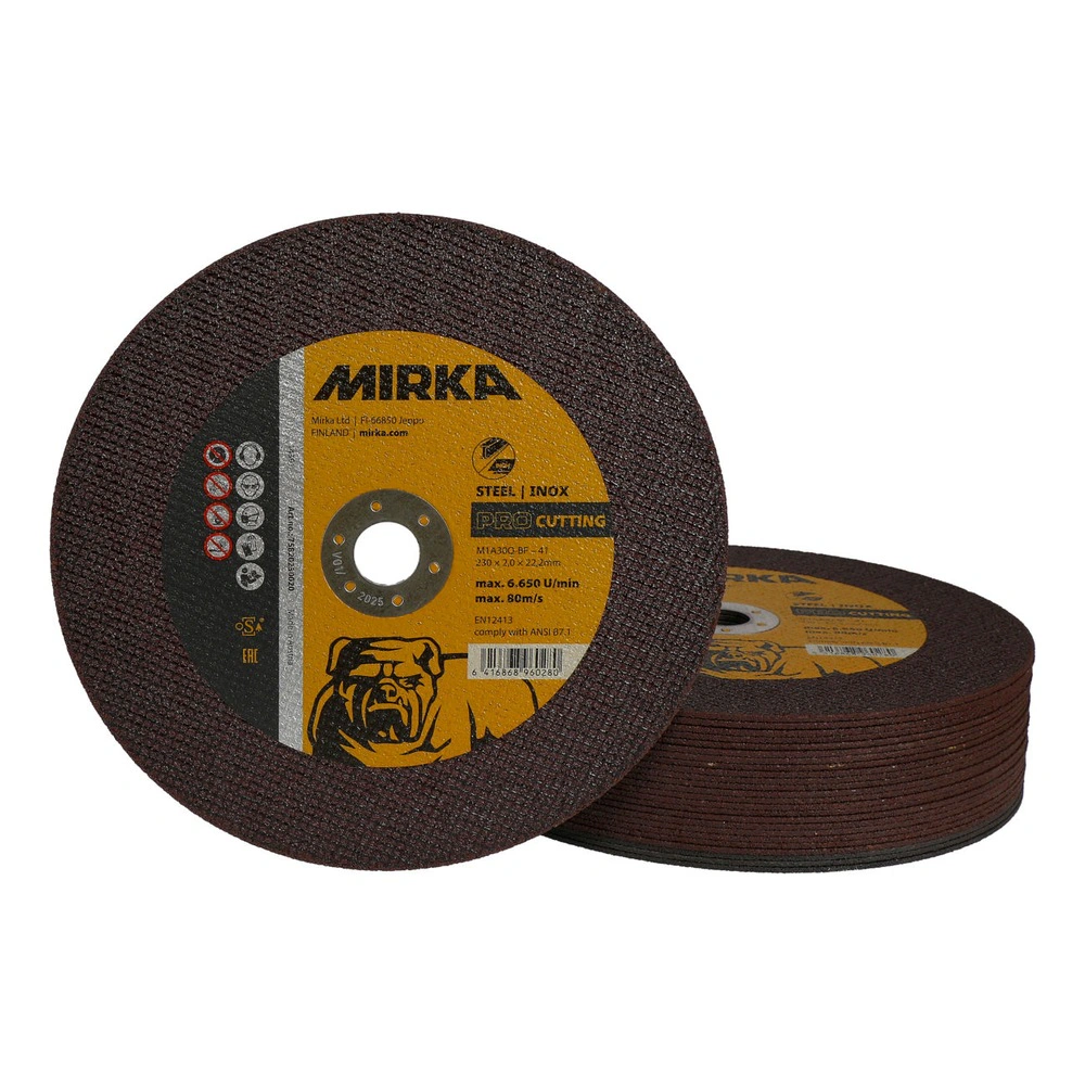 Two cutting discs shown, one upright and stacked