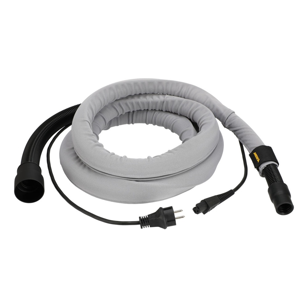 שרוול אפור מגולגל עם כבל ותקעי חיבור - Coiled gray sleeve with cable and connectors