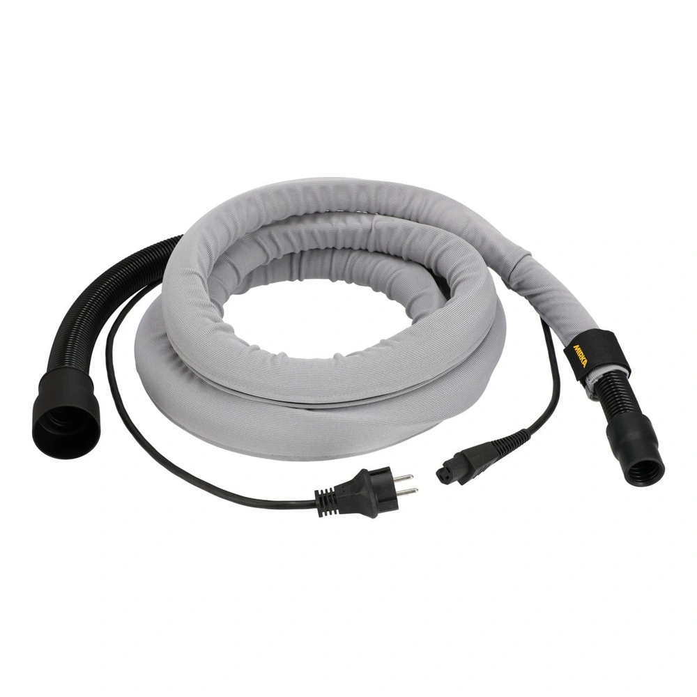 שרוול אפור מגולגל עם כבל ותקעי חיבור - Coiled gray sleeve with cable and connectors