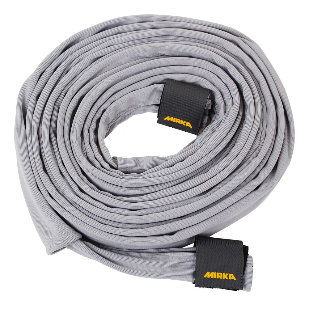 Coiled gray sleeve with black tags