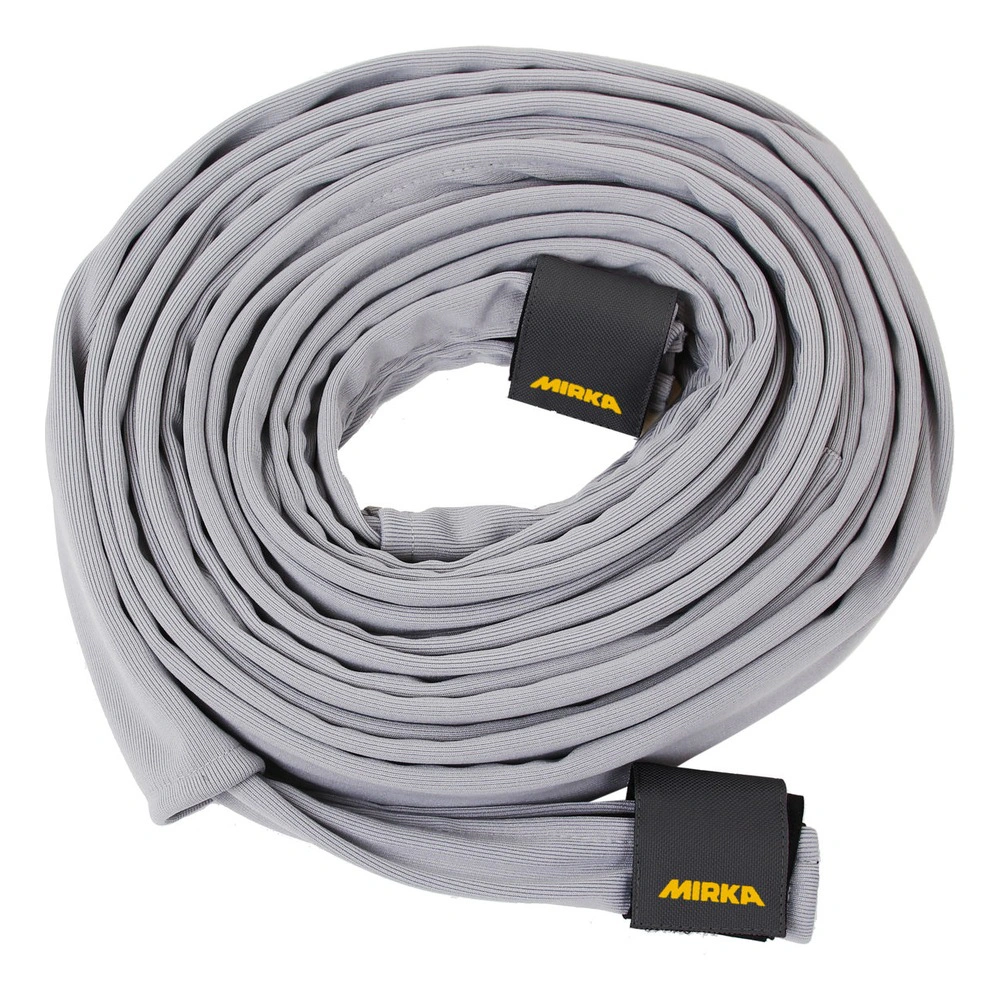 Coiled gray sleeve with black tags