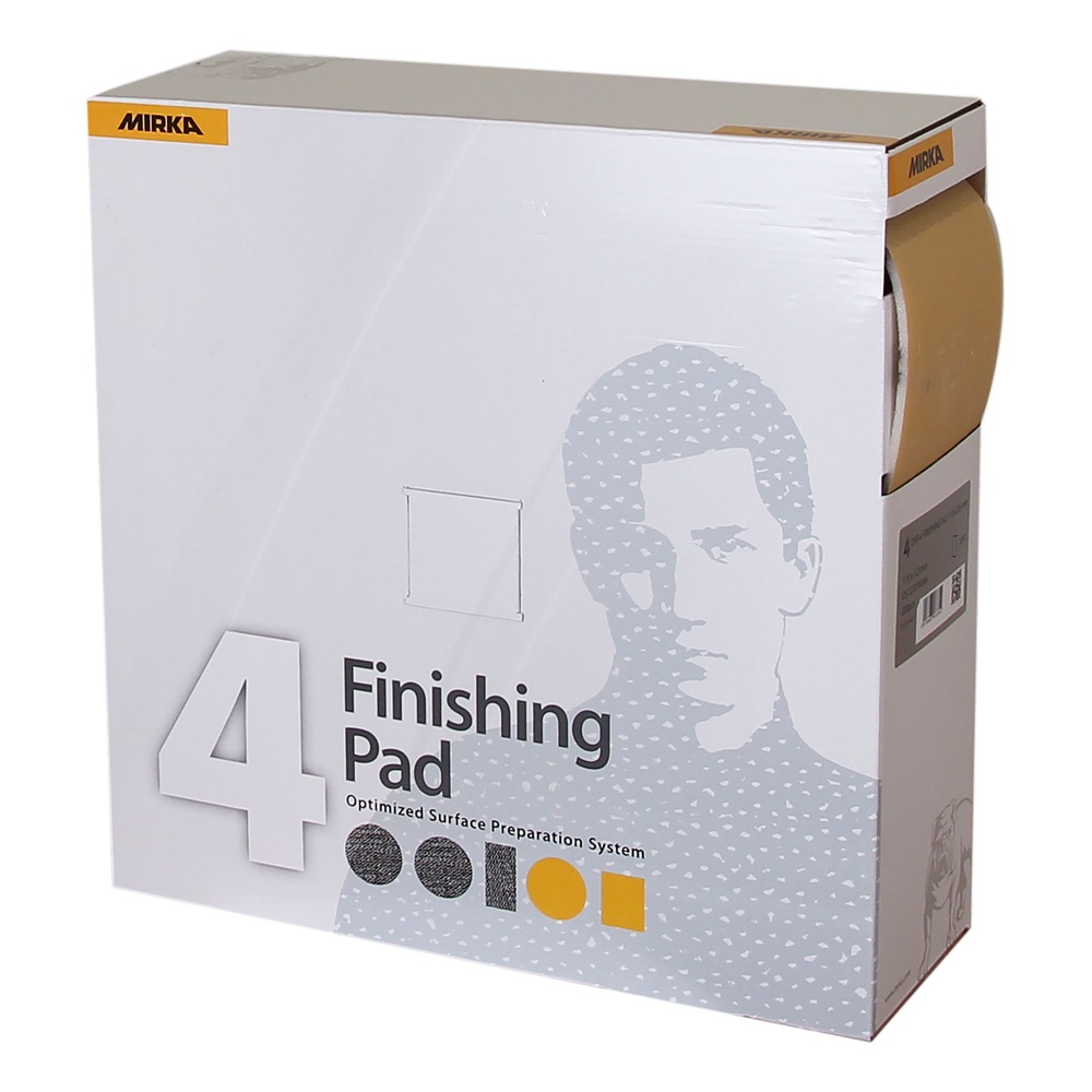 White finishing pad box, angled view