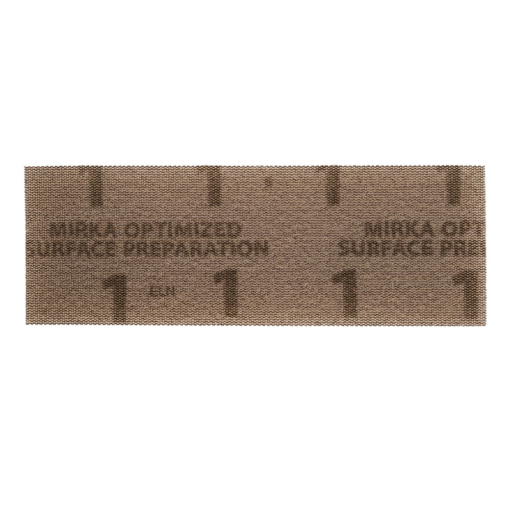 רצועת רשת ליטוש חומה אופקית על רקע לבן - Horizontal brown mesh sanding strip on white background