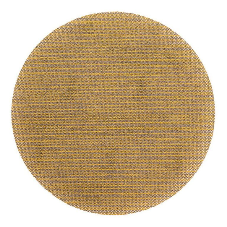 Yellowish circular mesh disc on white