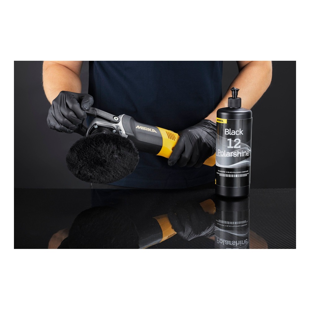 Polisher with furry pad and black bottle
