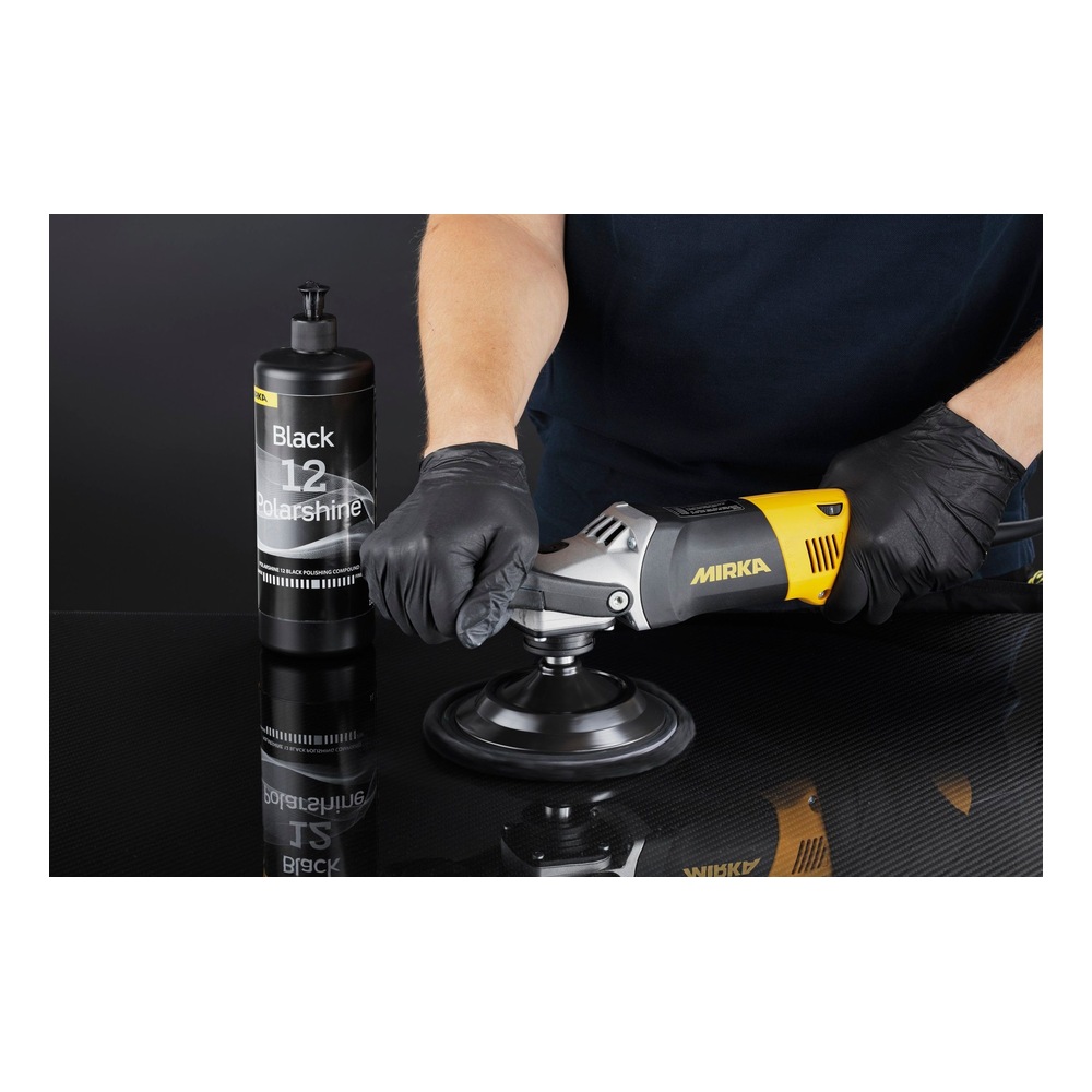Polish bottle and polishing machine on glossy surface