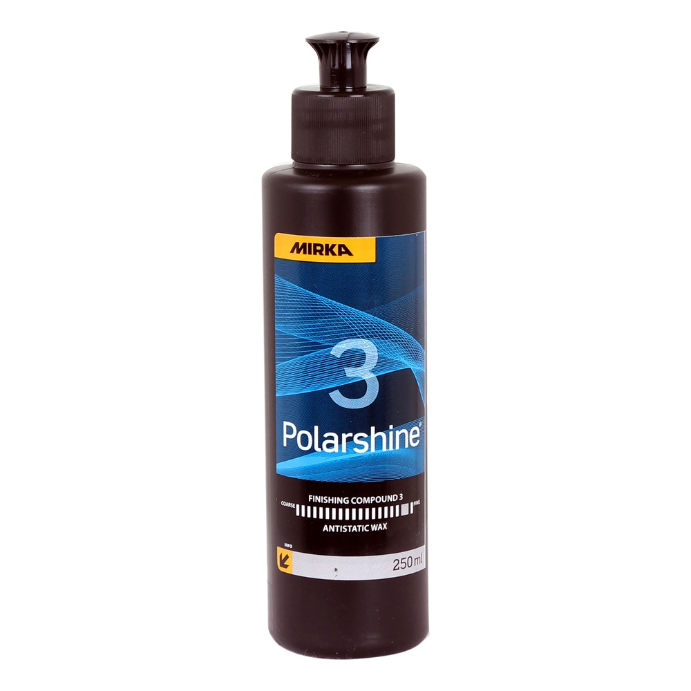 Single dark brown polishing bottle on white background