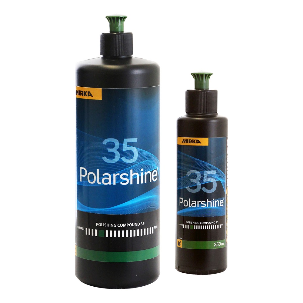 Two Polarshine 35 bottles with green caps