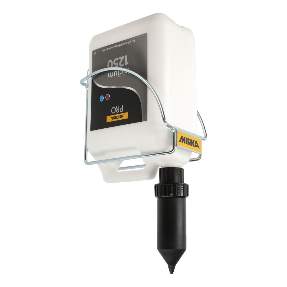 Inverted jug in metal holder with nozzle