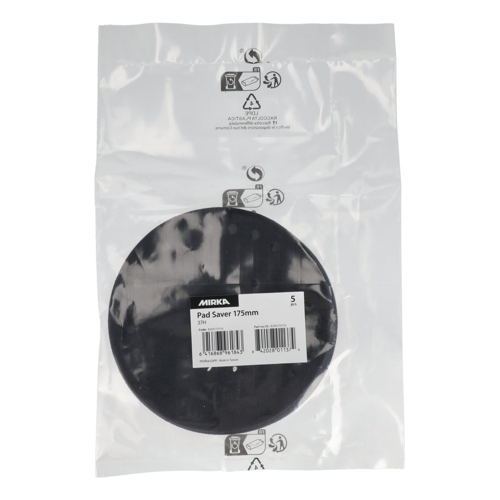 Plastic bag with black round pad and label