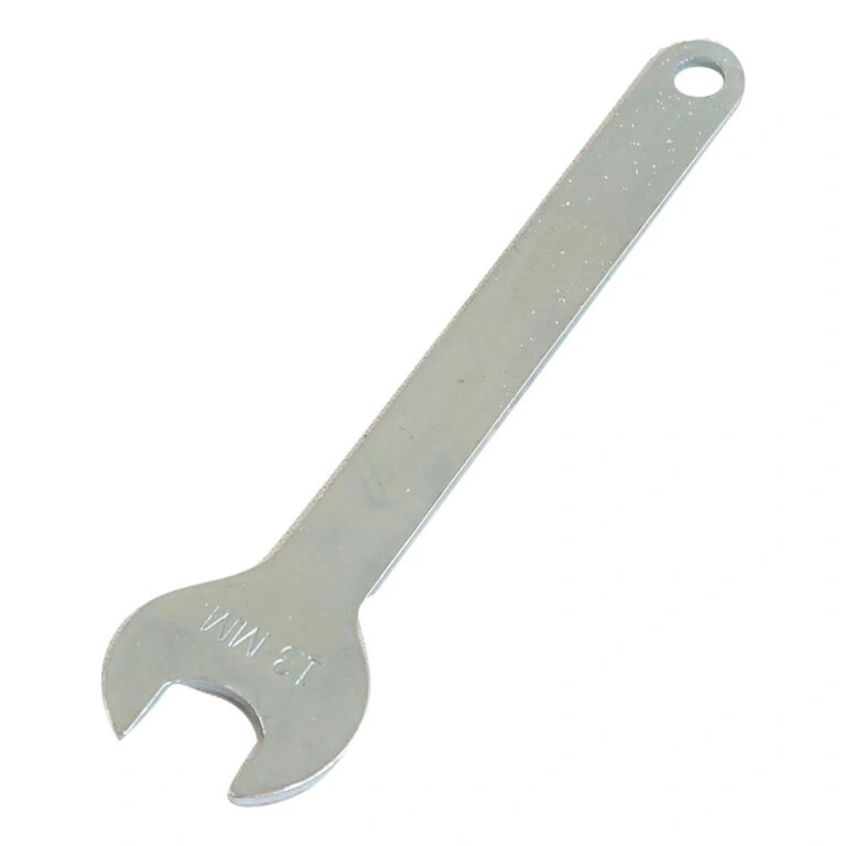 Small metal open-end wrench with hanging loop