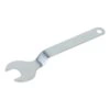Curved metal wrench with open jaw