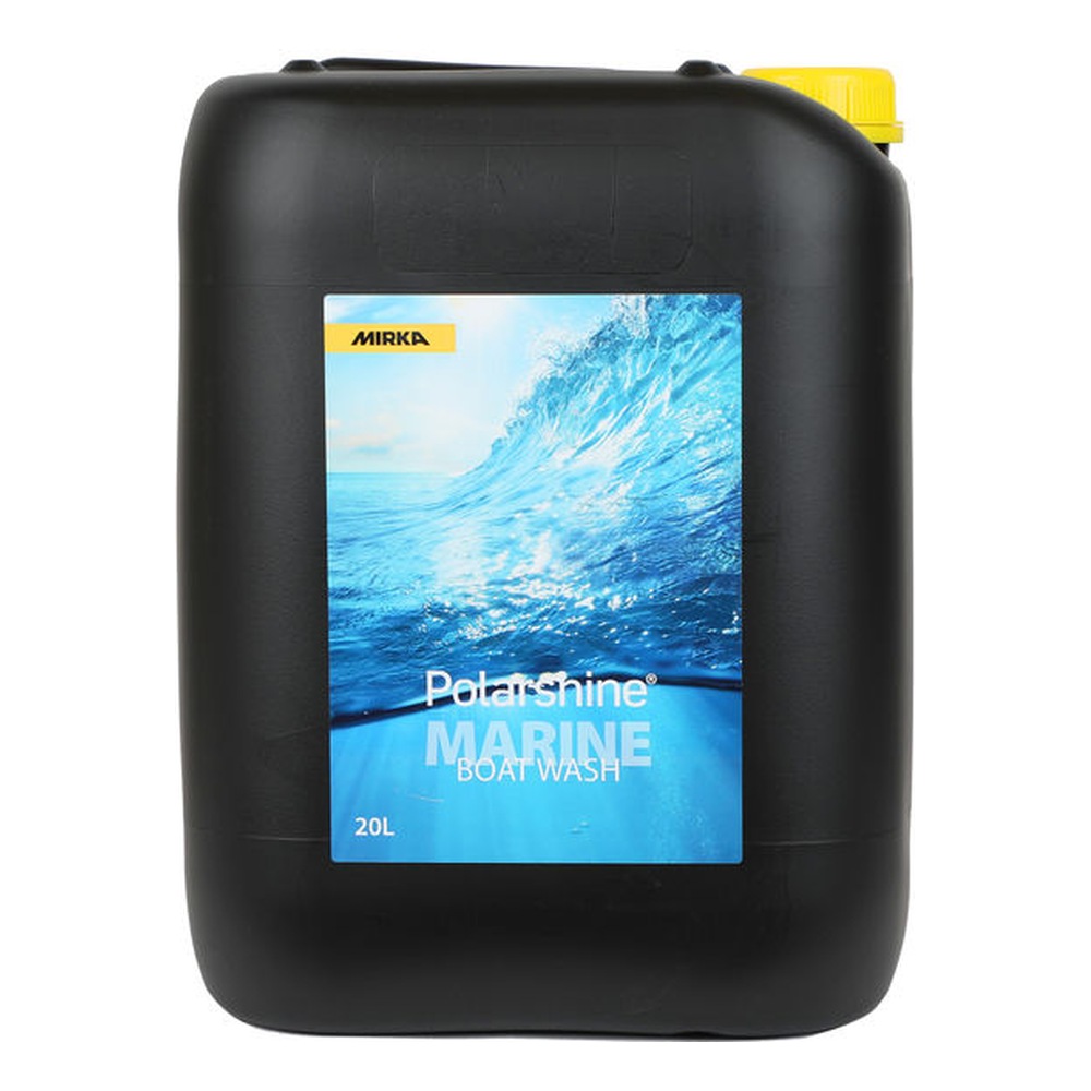 Black jerrycan with blue label, front view