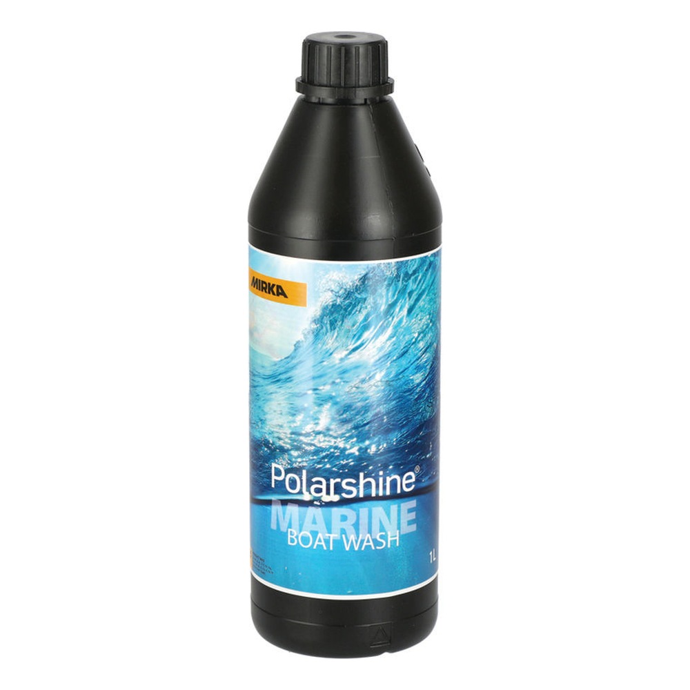 Black bottle with wave label, front view