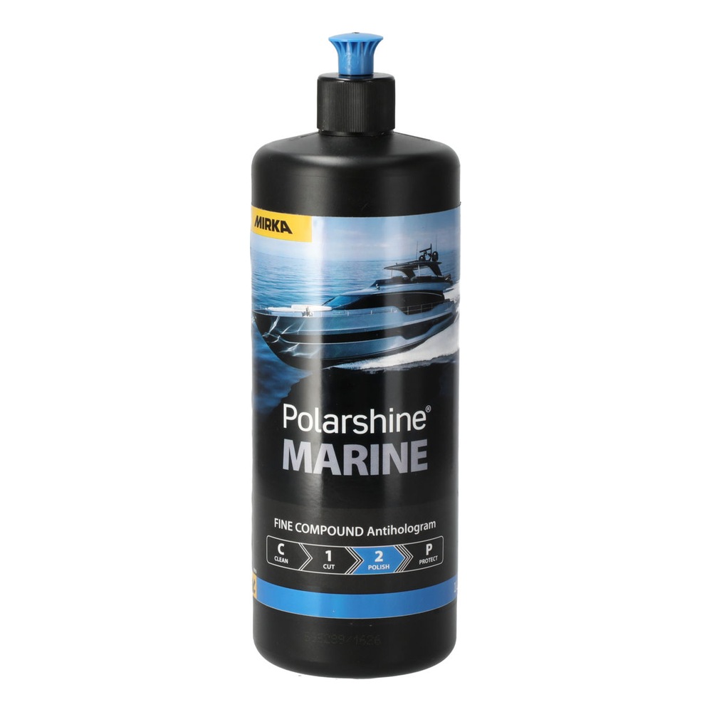 Black bottle with boat label, front view