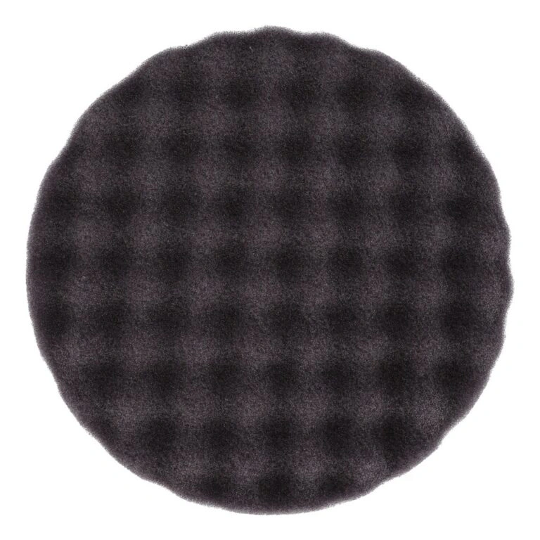 Round black polishing pad with waffle texture