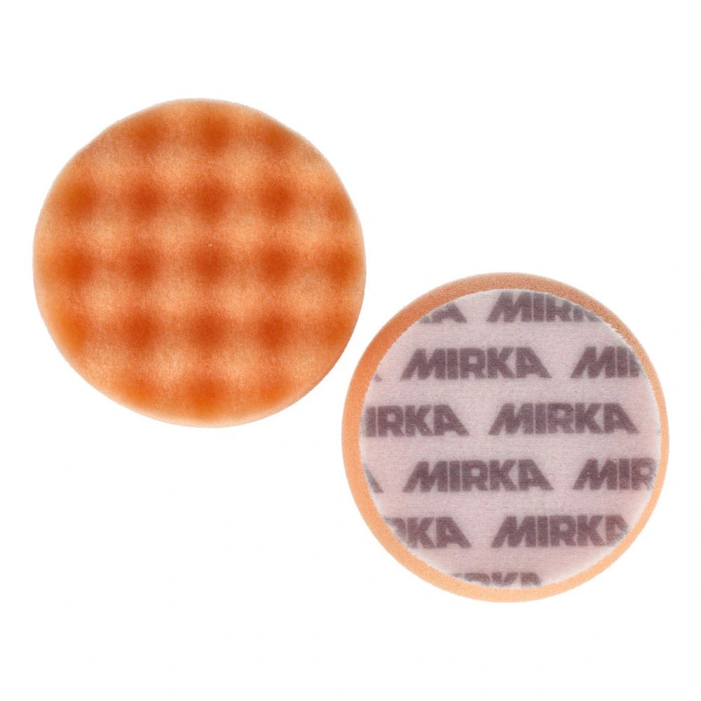 שני פדי פוליש כתומים, אחד עם הדפס MIRKA