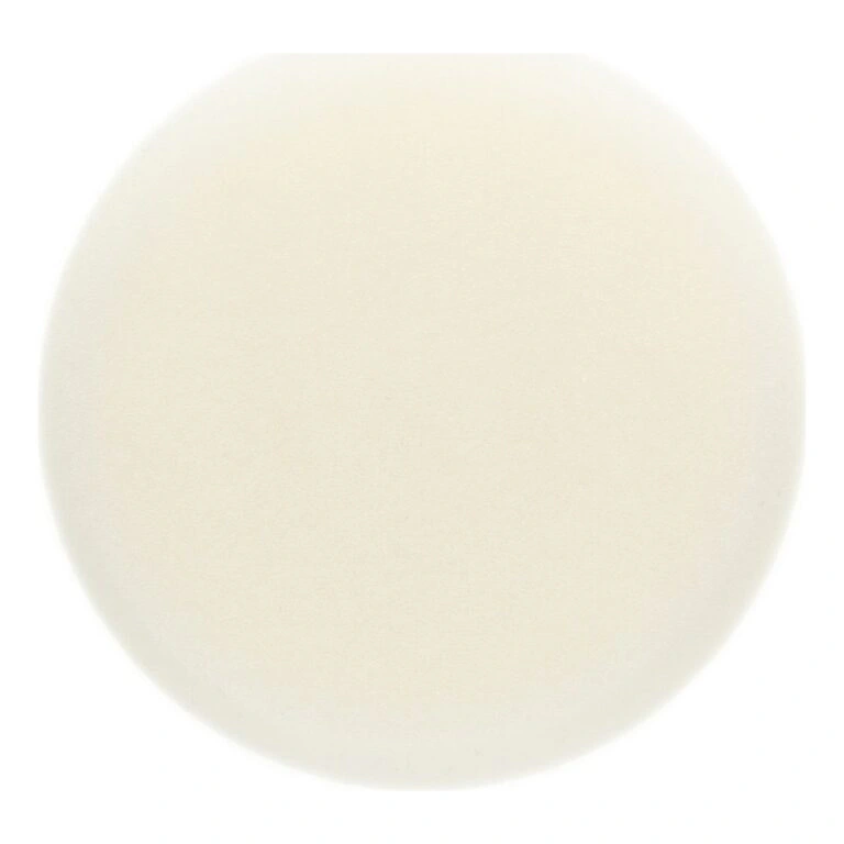 Round white foam polishing pad, front view
