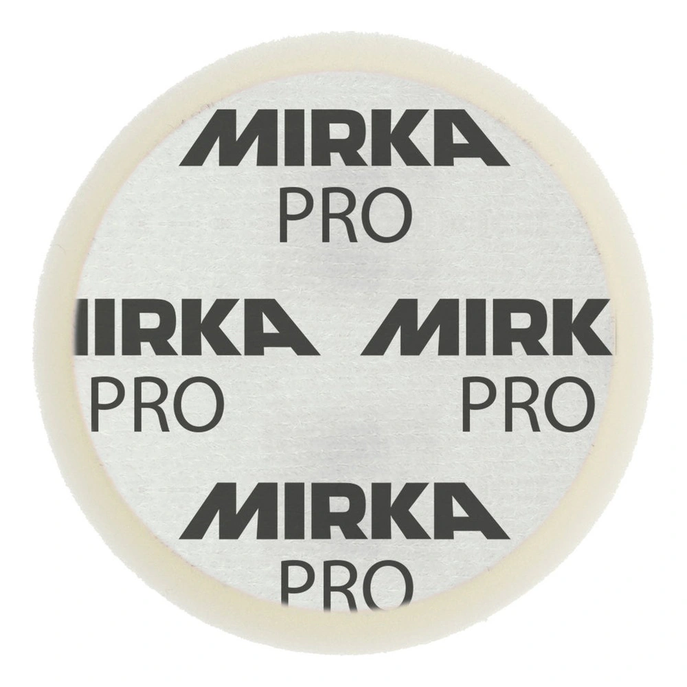 Round white foam pad with MIRKA PRO print