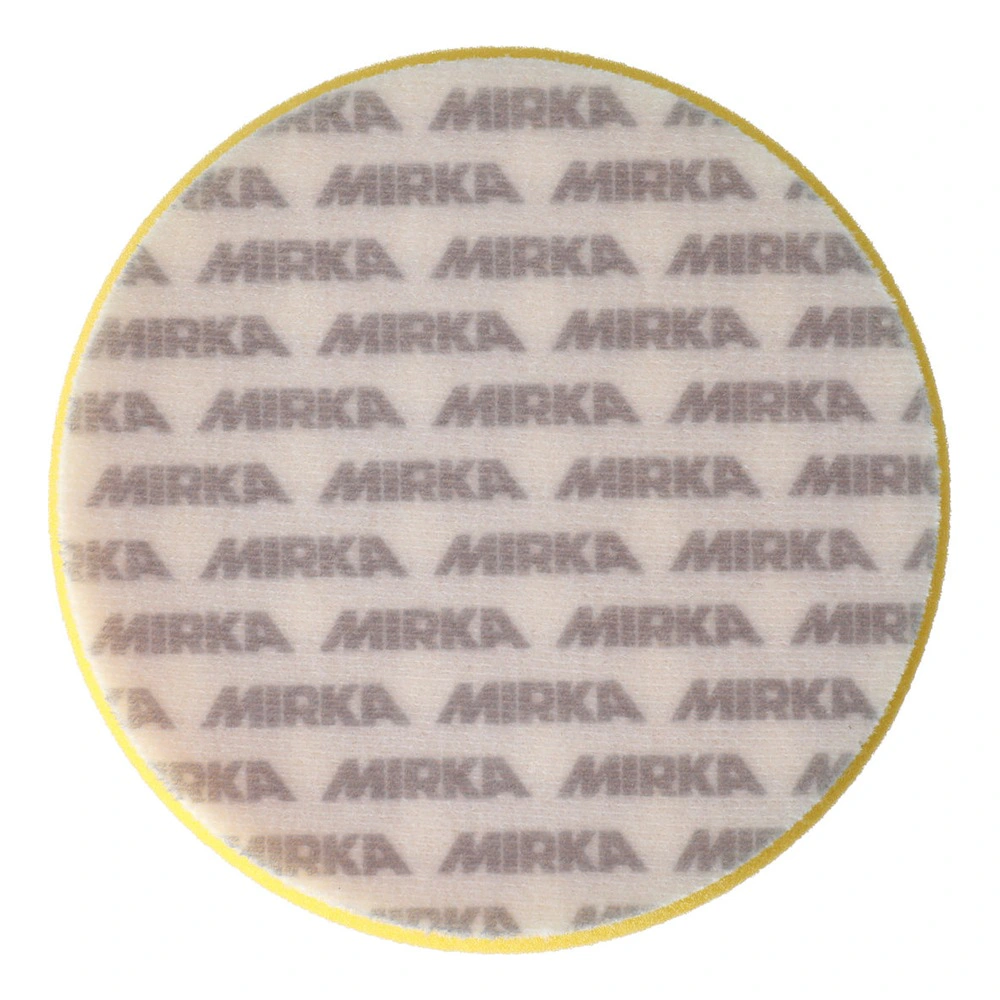 פד עגול לבן-צהוב עם הדפס מירקה - Round white-yellow pad with Mirka print